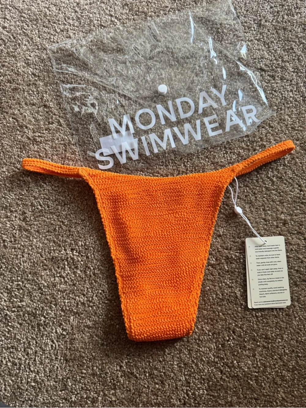 NWT Monday Swimwear Barbados Bottom Tangerine Crinkle